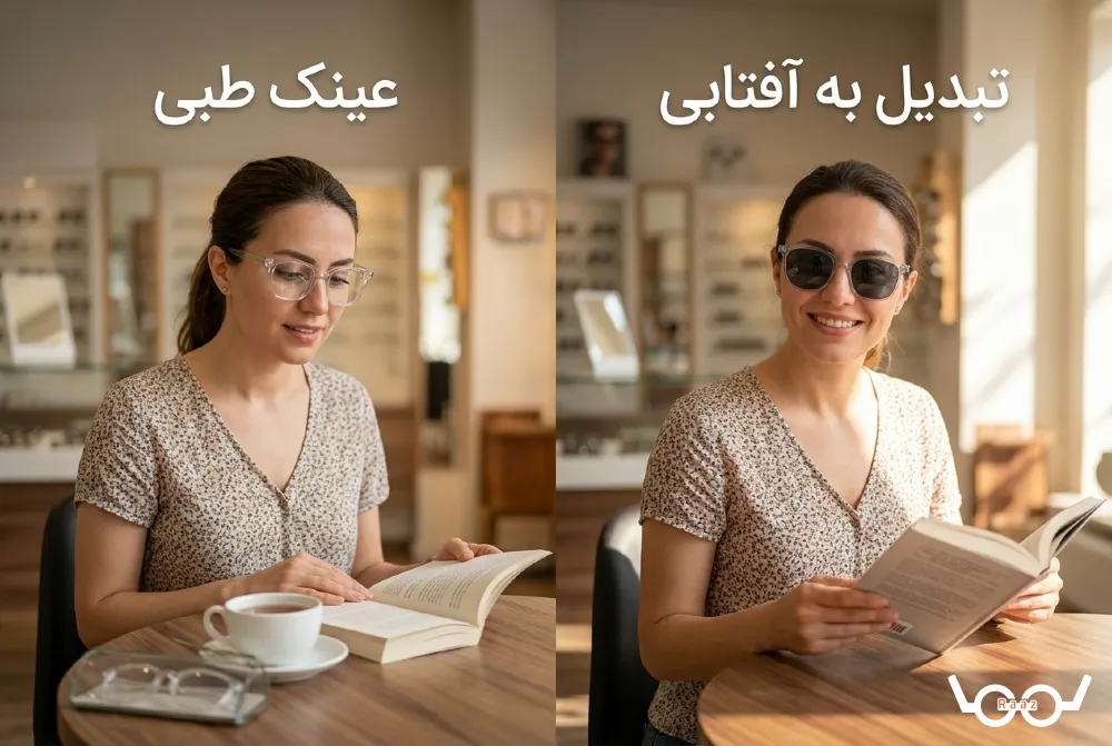 تبدیل عینک افتابی به طبی